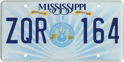 MS license plate ZQR164