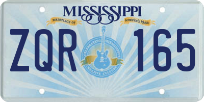 MS license plate ZQR165