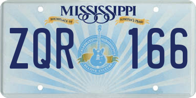 MS license plate ZQR166