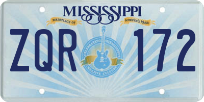 MS license plate ZQR172