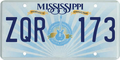 MS license plate ZQR173