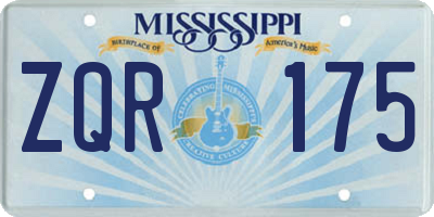 MS license plate ZQR175