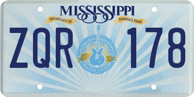 MS license plate ZQR178