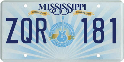 MS license plate ZQR181