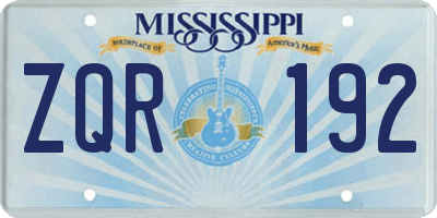 MS license plate ZQR192