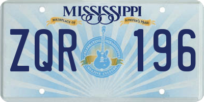 MS license plate ZQR196