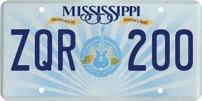 MS license plate ZQR200