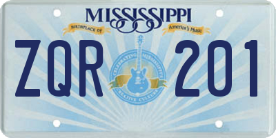 MS license plate ZQR201