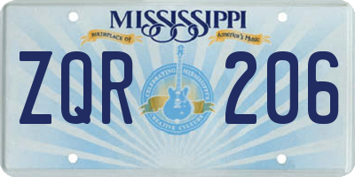 MS license plate ZQR206