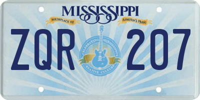 MS license plate ZQR207