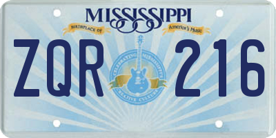 MS license plate ZQR216