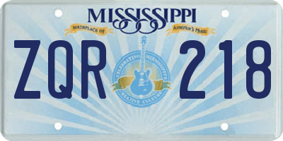 MS license plate ZQR218