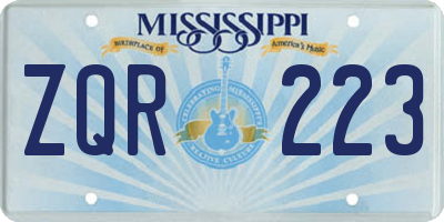 MS license plate ZQR223