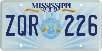 MS license plate ZQR226