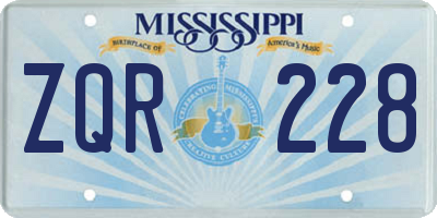 MS license plate ZQR228