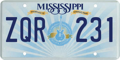 MS license plate ZQR231