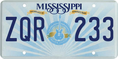 MS license plate ZQR233