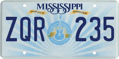 MS license plate ZQR235