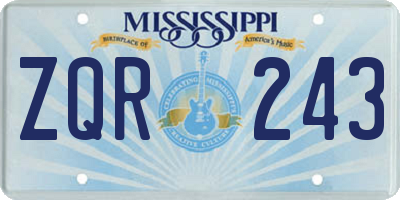 MS license plate ZQR243