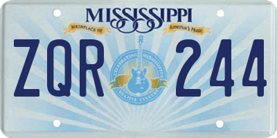 MS license plate ZQR244