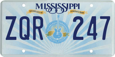 MS license plate ZQR247