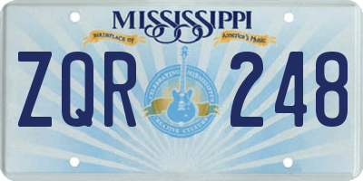MS license plate ZQR248