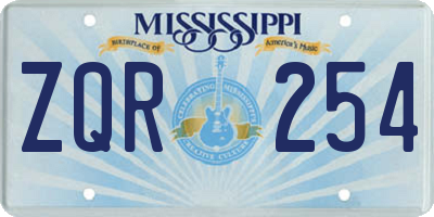 MS license plate ZQR254