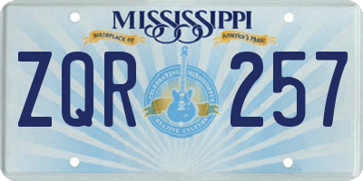 MS license plate ZQR257