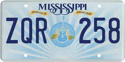 MS license plate ZQR258