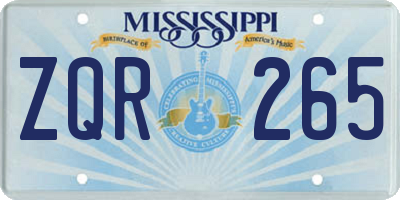 MS license plate ZQR265