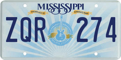 MS license plate ZQR274