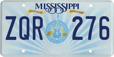 MS license plate ZQR276