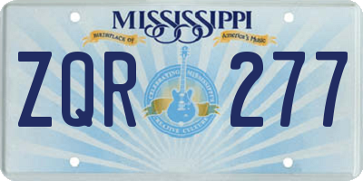 MS license plate ZQR277