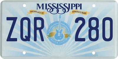 MS license plate ZQR280