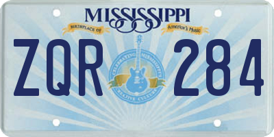 MS license plate ZQR284