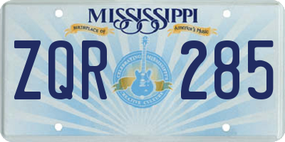 MS license plate ZQR285
