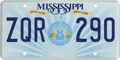 MS license plate ZQR290