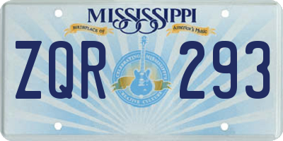 MS license plate ZQR293