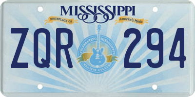 MS license plate ZQR294