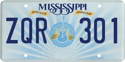 MS license plate ZQR301