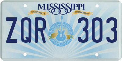 MS license plate ZQR303