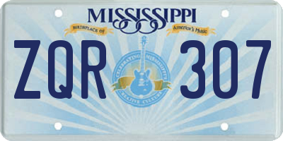 MS license plate ZQR307