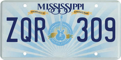 MS license plate ZQR309