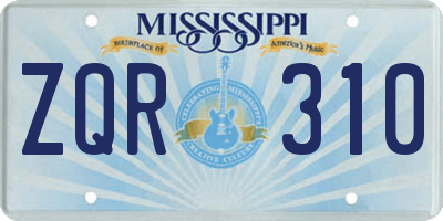 MS license plate ZQR310