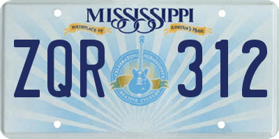 MS license plate ZQR312