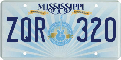 MS license plate ZQR320