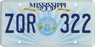 MS license plate ZQR322