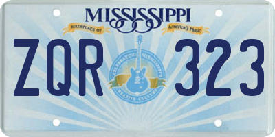 MS license plate ZQR323