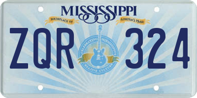 MS license plate ZQR324