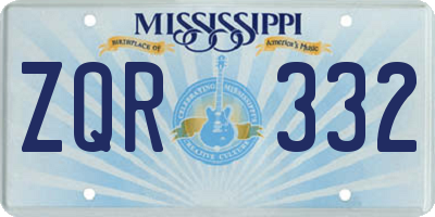 MS license plate ZQR332